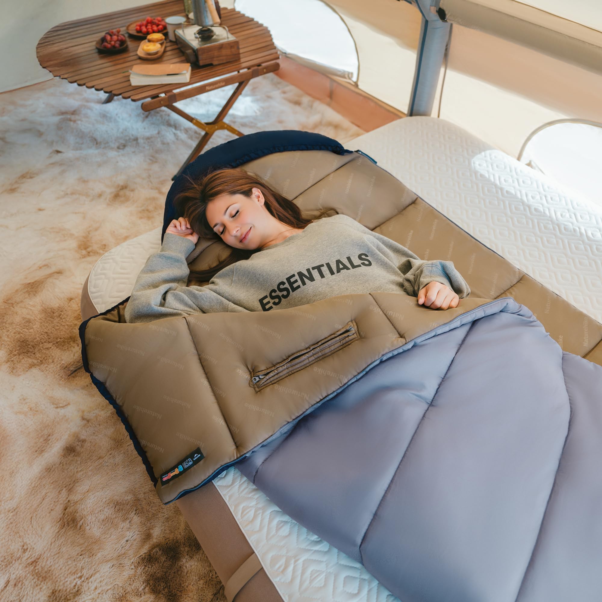 Naturehike Saco de dormir con capucha para camping, ligero y cómodo, ideal para aventuras al aire libre y viajes