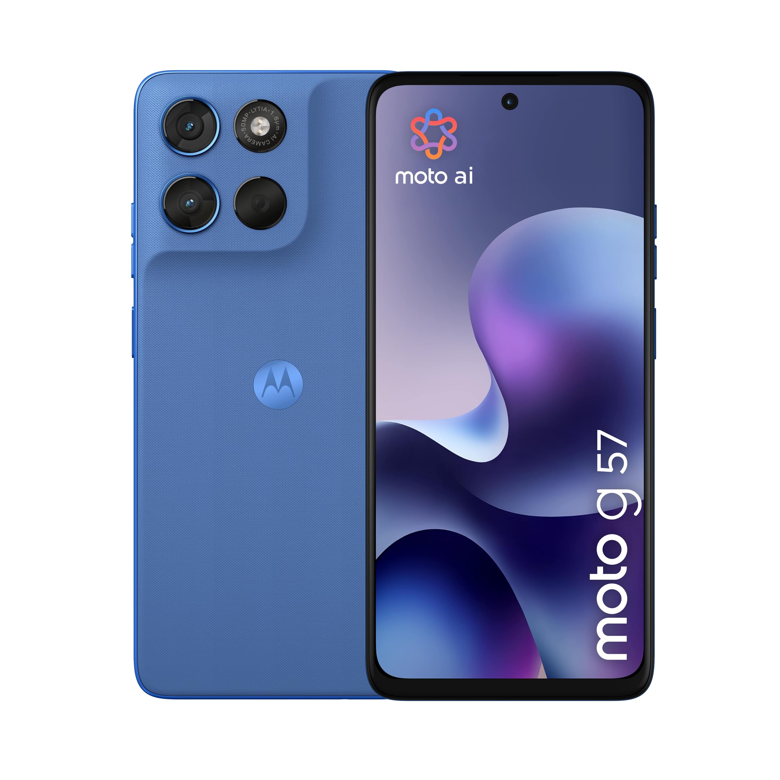 Motorola Moto G57 con 3 años de garantía (8/256 GB, cámara 50 + 8 MP + sensor parpadeante, pantalla 6,72 pulgadas 120 Hz, 5100 mAh, Snapdragon 6s Gen 4, Android 16), Pantone Regatta