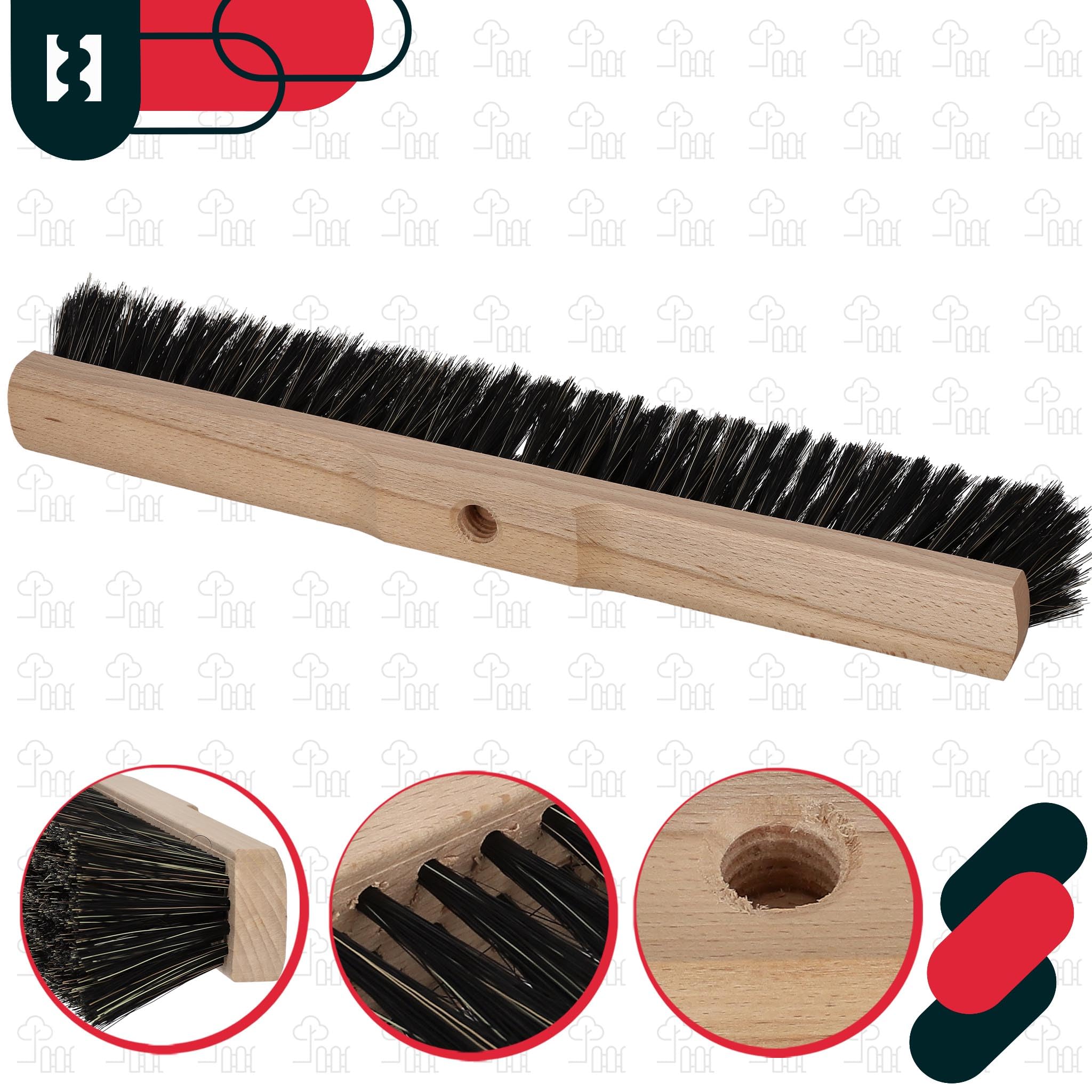 KOTARBAU® Scopa in pelo naturale, 495 mm, senza manico con filettatura a vite, scopa universale