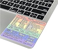 Vista 13 de Synerlogic Pegatina de accesos directos de Mac OS Calcomanías de teclado para macOS Hoja de trucos de vinilo laminado para MacBook Atajos