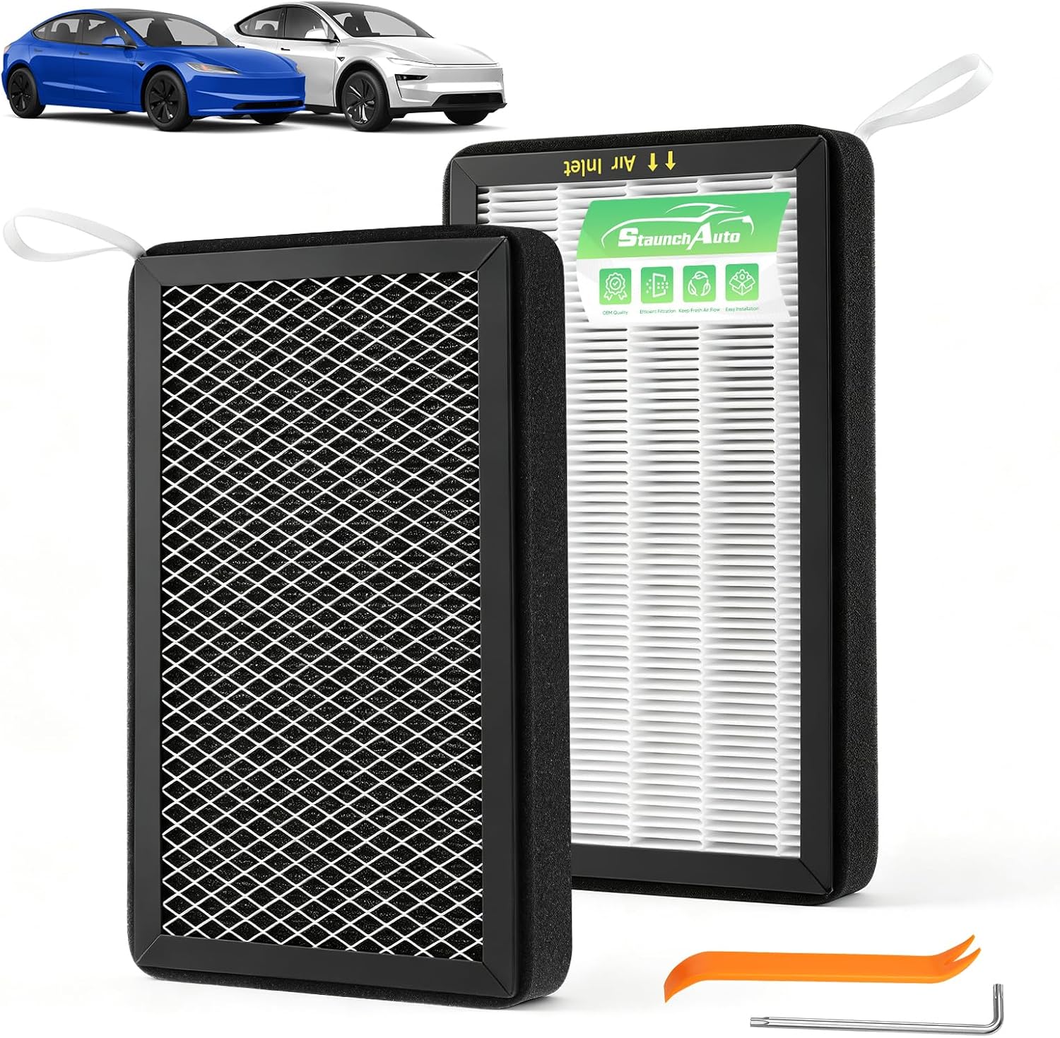 2 Pack HEPA Cabin Air Filter for Tesla Model Y/Model 3 2016-2026