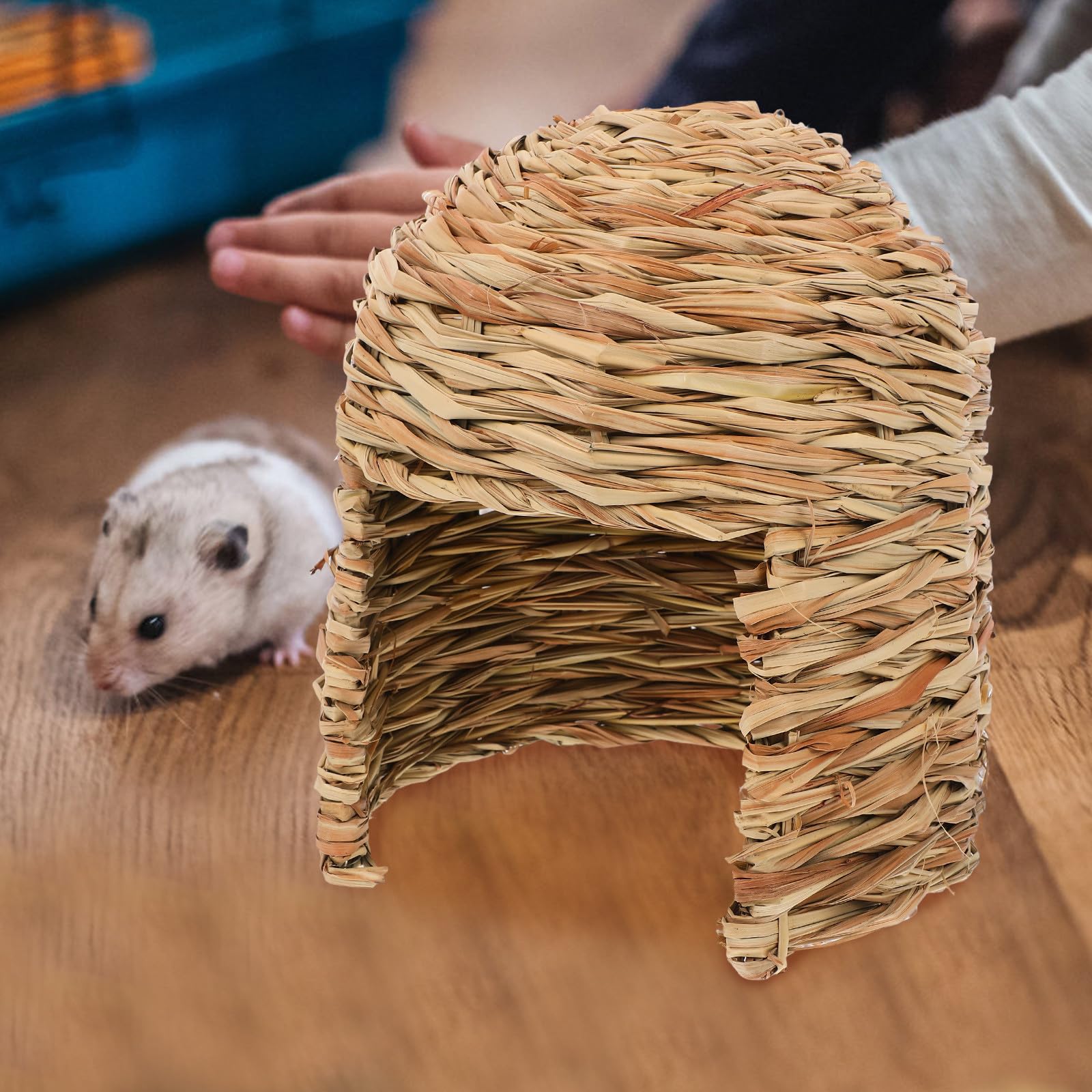Mipcase Faltbares Kaninchengrashaus aus Natürlichem Gras Sicheres Kleintierversteck für Meerschweinchen und Chinchillas Tragbar für Innen und Außenbereich