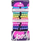 Goody Ouchless Forever Hair Elastics - 10 Ct, Assorted Neon, Damage-Free Bands, 3X Stronger Hair Ties, Retainable Shape, 16 Strand Inner Core, Hair Accessories for Women & Men, All Hair Types 10 Count (Pack of 1) Neon Rainbow