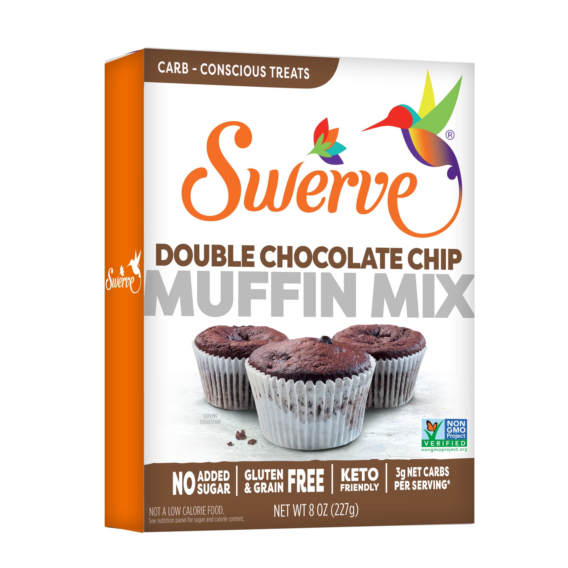 SwerveDouble Chocolate Chip Muffin Mix, Grain & Gluten Free, No Added Sugar, 8 Ounce (Pack of 2)