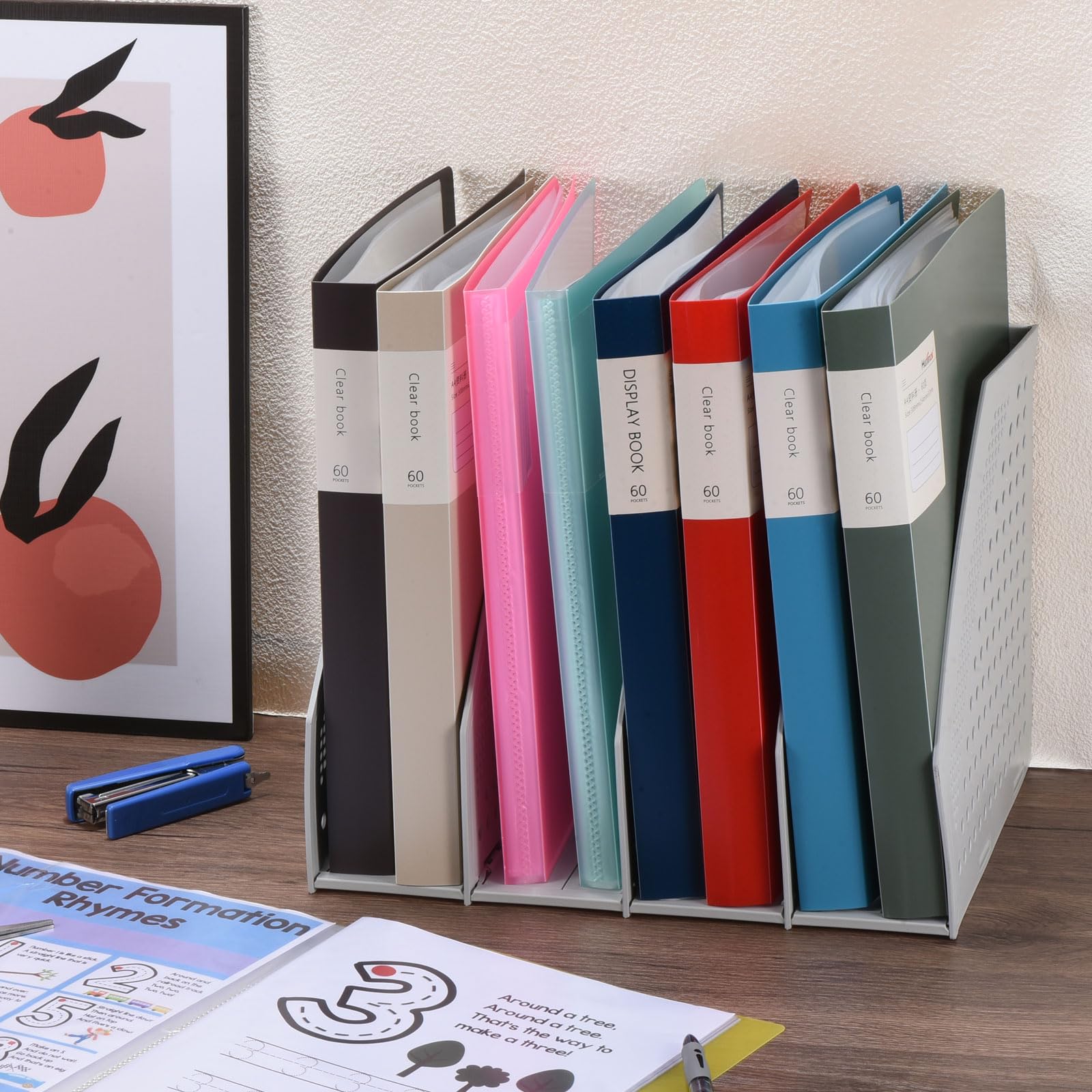 PATIKIL 12.2x9.3x1.1" Carpetas con Plástico Funda, 5Uds PP 30 Bolsillos Impermeable Archivador Portafolio Carpeta Protector para Papel Presentación Ilustraciones Exhibición, Rosa
