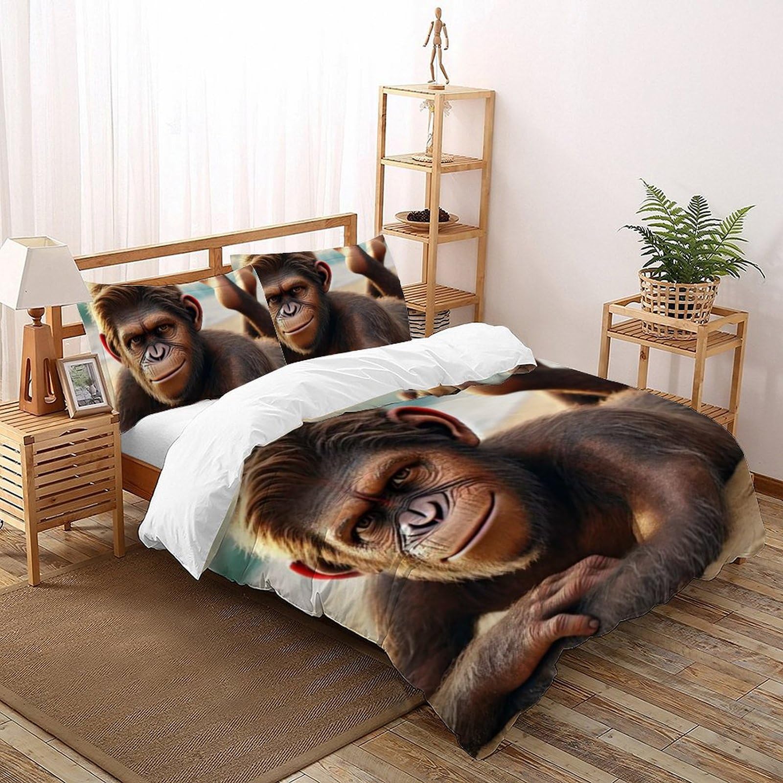 Housse de couette animaux singe imprimé 3D pour des nuits sereines