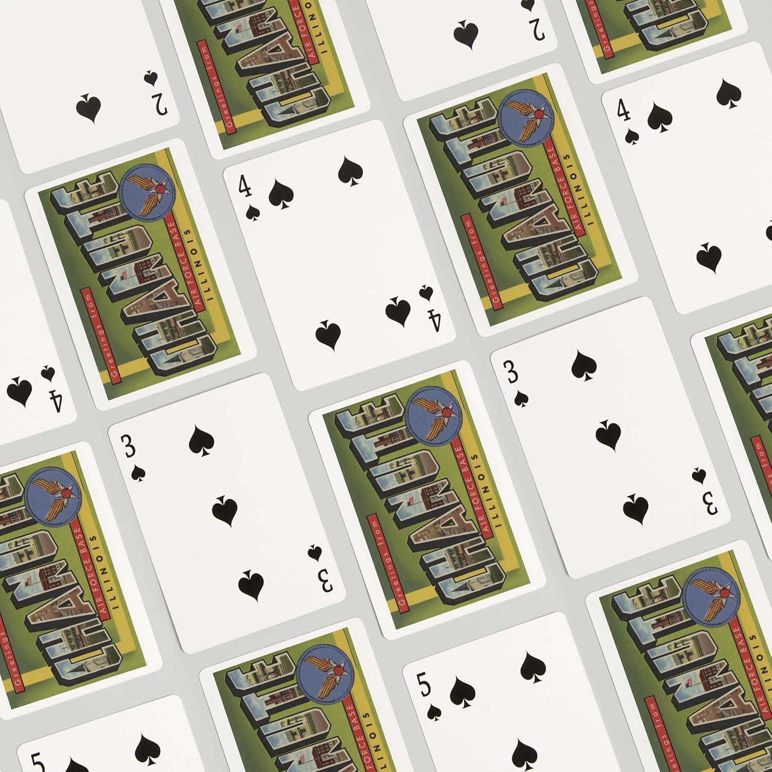 Lantern Press Illinois, Chanute Air Force Base, Large Letter Scenes, 52 Playing Cards for Adults, Poker Size Card Deck