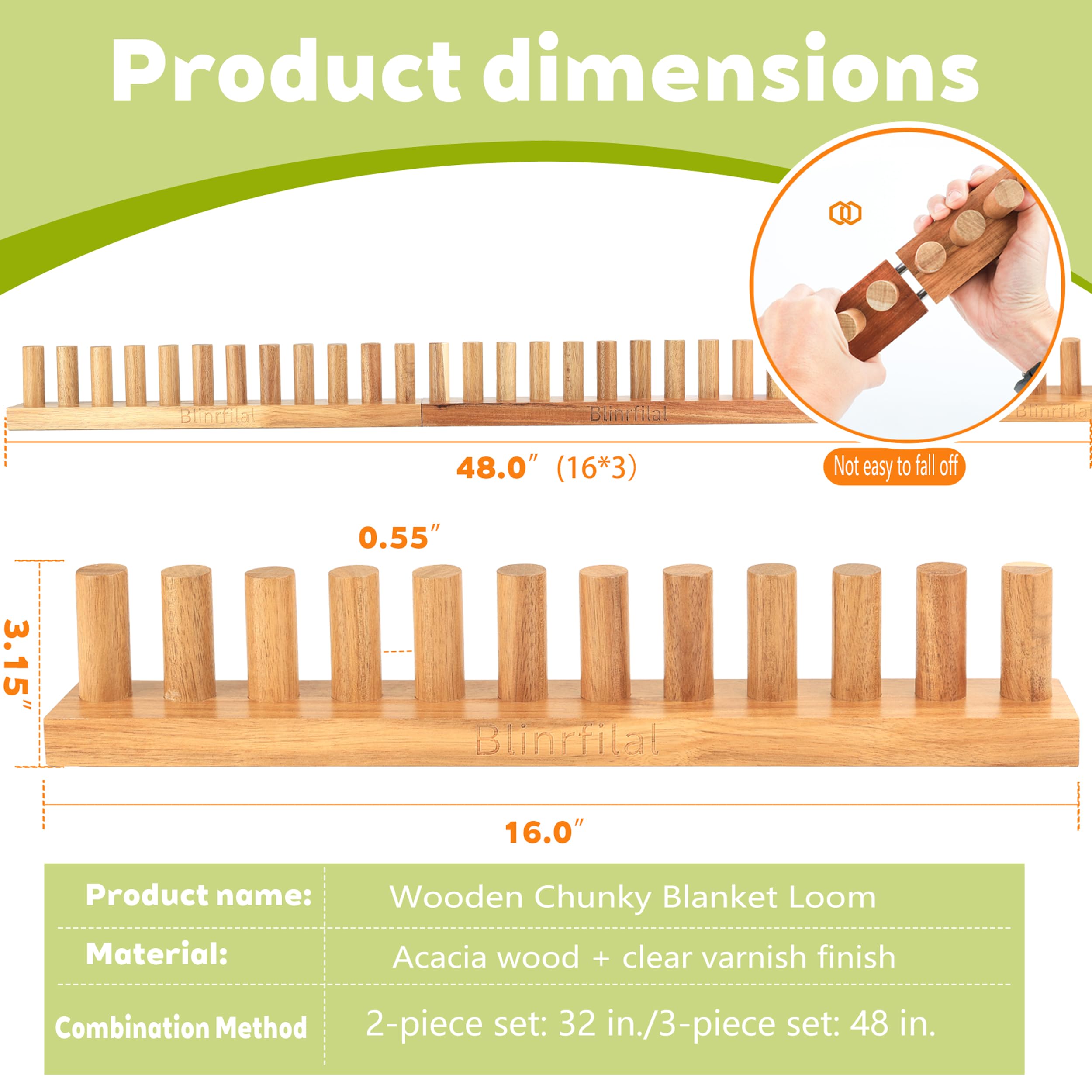 Webstuhl für grobe Decke, grobes Garn, Handstrickwebstuhl, groß, 81,3 cm und 121,9 cm, mit 24 Holzklammern – verstellbares, tragbares Design, DIY Anfängerfreundliches Stressabbau-Bastelset (3)