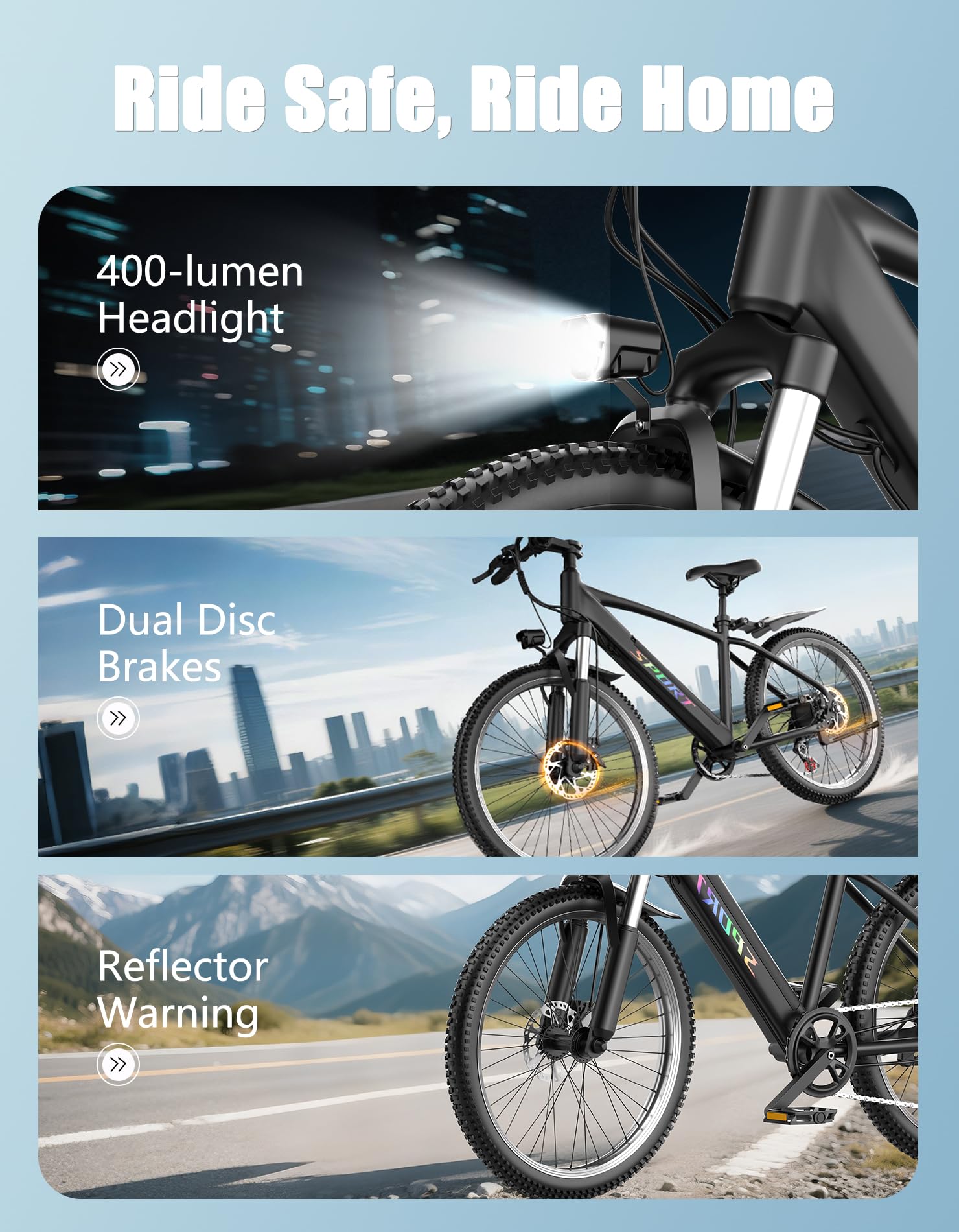 Electric Bike for Adults, 1500W Peak Mountain Ebike with 28 MPH, 65 Miles Range, 7 Speeds, 48V 10Ah Removable Battery 26" Ebike, UL2849 Certified