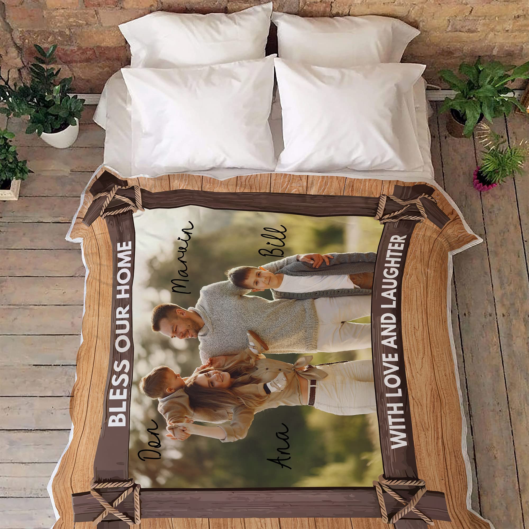 Manta personalizada con foto familiar, manta con nombre, manta personalizada con nombre, manta de forro polar, regalo familiar, regalo de cumpleaños, manta personalizada con nombre