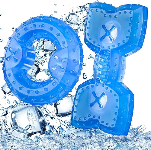 Hungdao 2 anillos de dentición para cachorros, juguete de dentición congelable para perros, juguete masticable refrescante para cachorros, perros