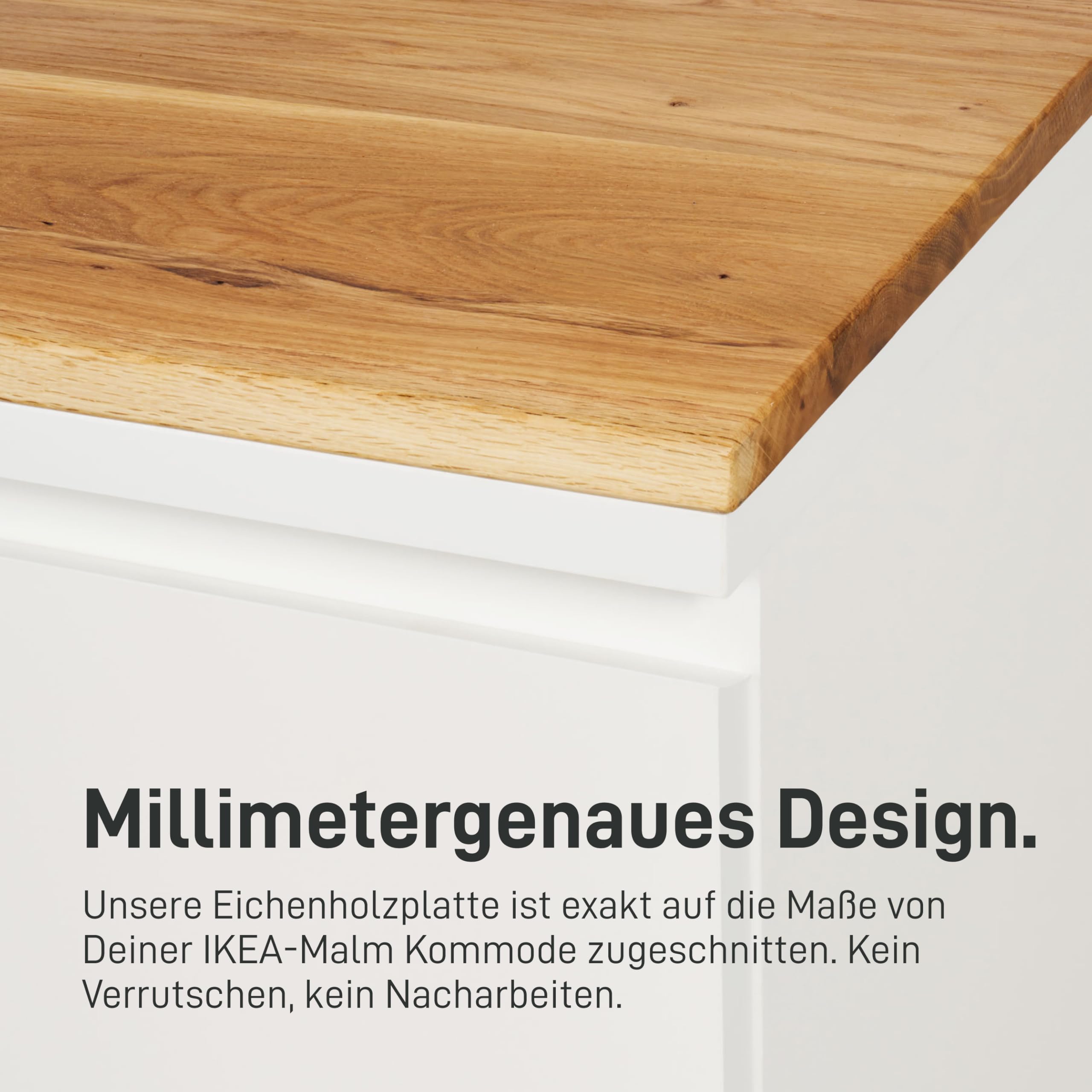 Natural Goods Berlin 1x Malm Deckplatte Eiche - I K E A Upcycling - 2 cm Starke Malm Holzplatte passgenau mit Antirutschfunktion - Holzbrett Eiche massiv - DIY Fensterbrett Eiche Brett 80 x 48 x 2 cm