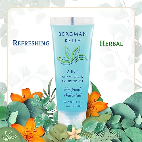 Miniatura 4 de BERGMAN KELLY Juego de 2 barras de jabón rectangulares, champú y acondicionador 2 en 1 (cascada tropical, 1 oz de ea, 100 PC), deleite a sus