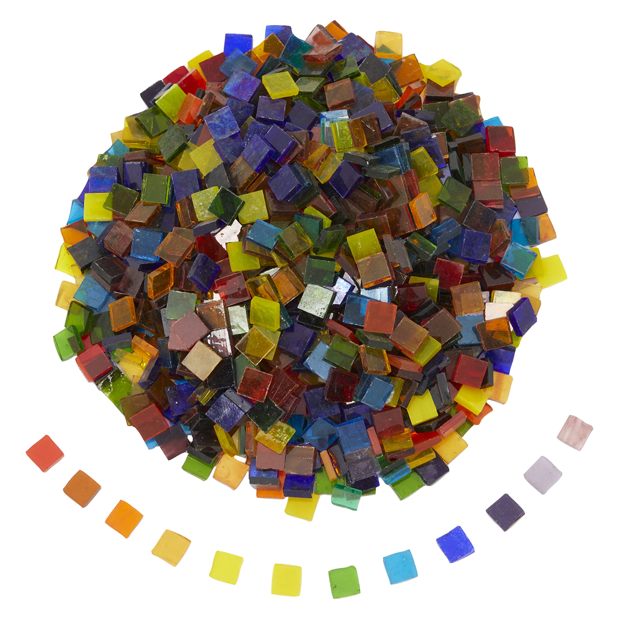 1000-Pack of Square Glass Mosaic Pieces in 40 Assorted Colours, 10 x 10 x 2.5 mm