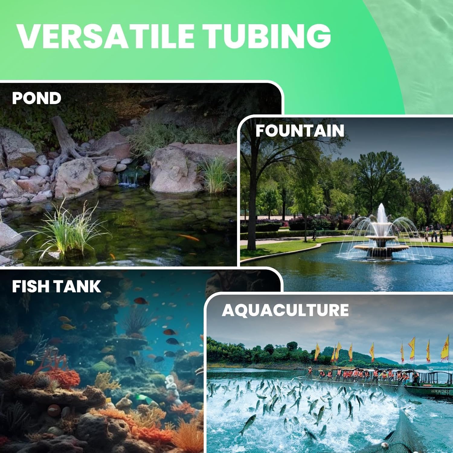 100 Feet Weighted Air Hose for Pond Aeration, 3/8" Inside Diameter Self Sinking Aeration Hose, Easy & Tangle-Free Installation, Ideal for Pond, Water Garden and Lake Aeration