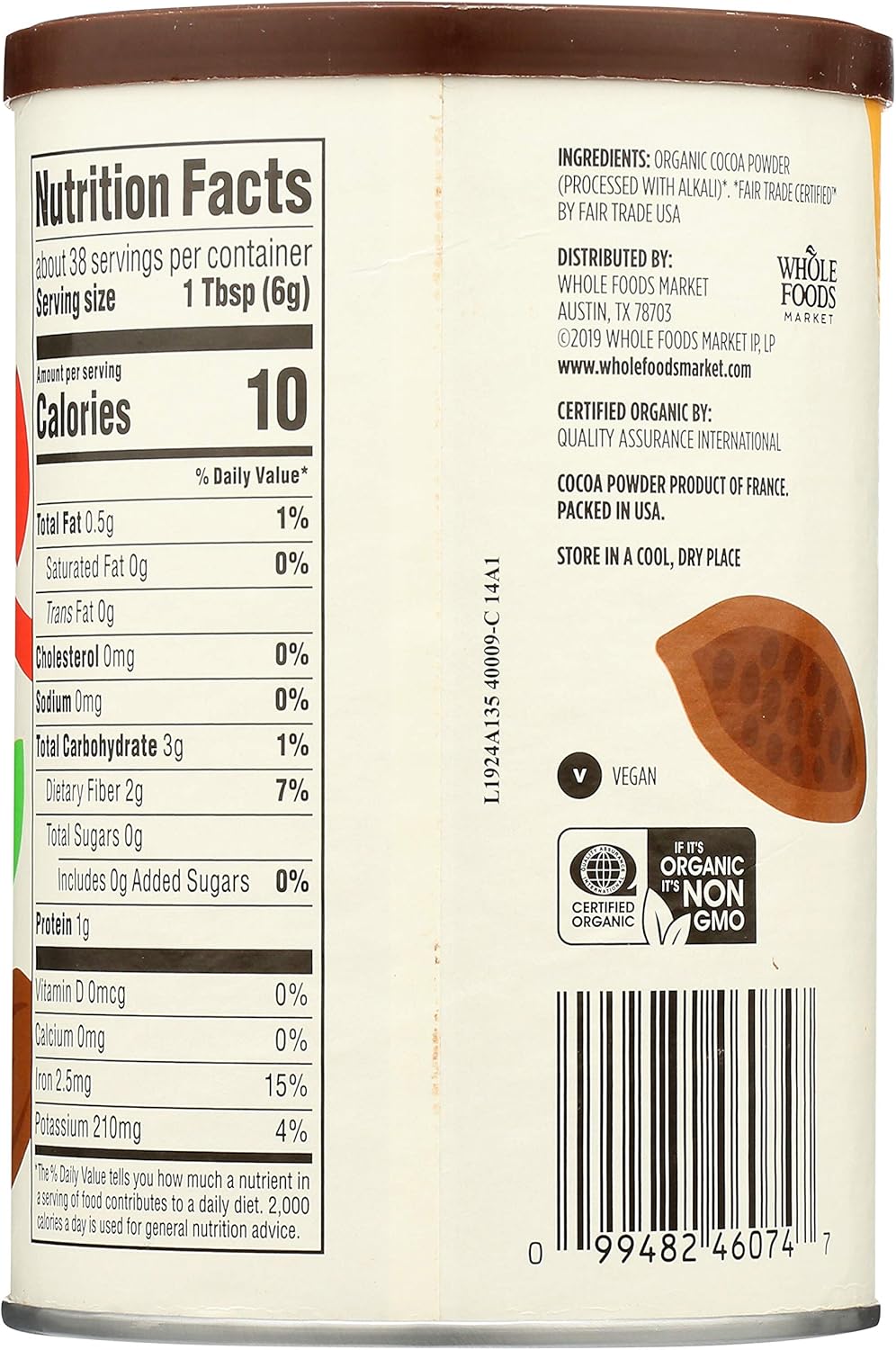 , Organic Cocoa Powder, Unsweetened, 8 Ounce