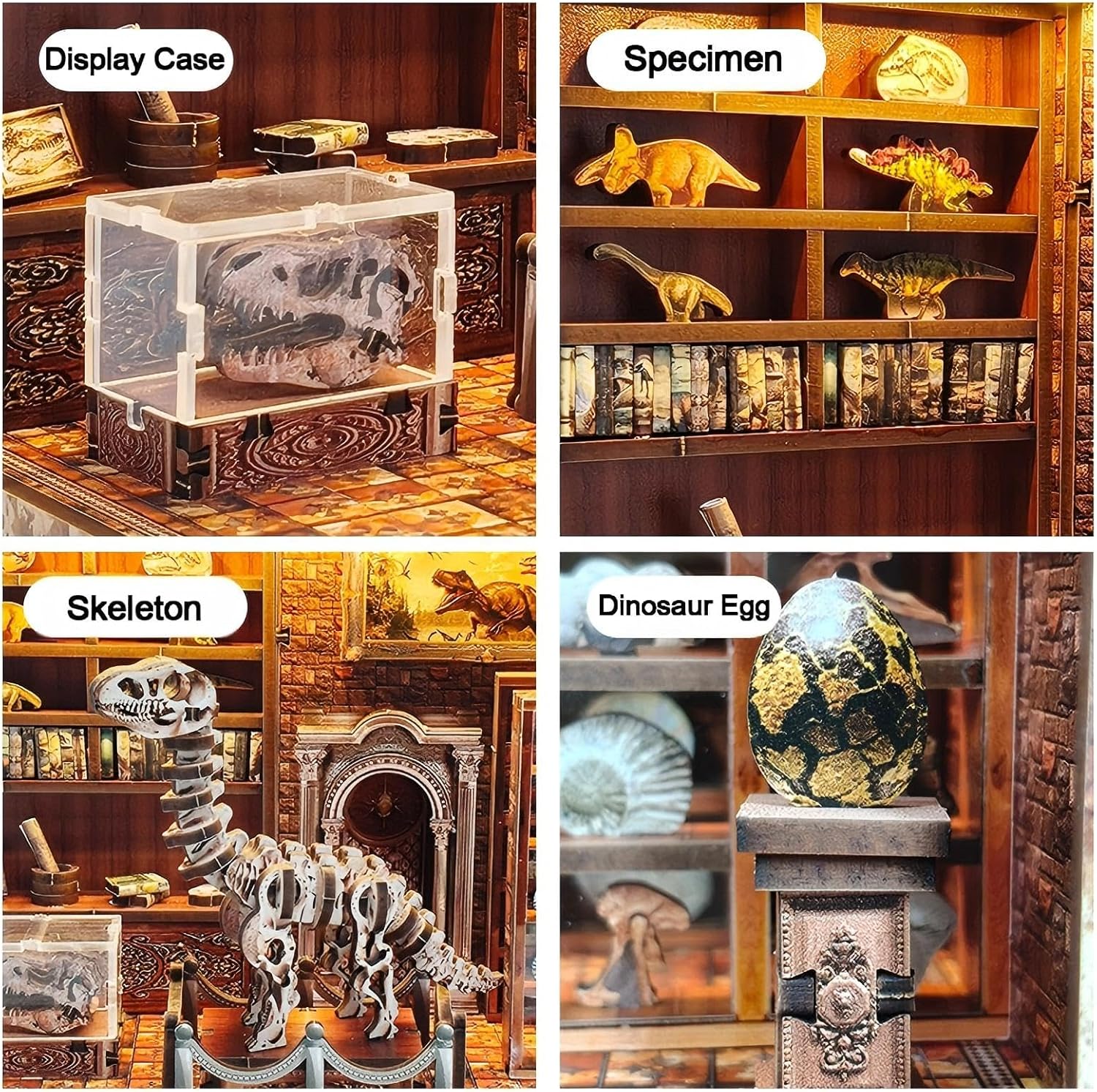 OZJAY Book Nook Kit - DIY Miniature House Kit for Bookshelf, 3D Wooden Puzzle, Dinosaur Research Institute Theme, Craft Kits for Adults, Teens, Family and Friends, Birthday