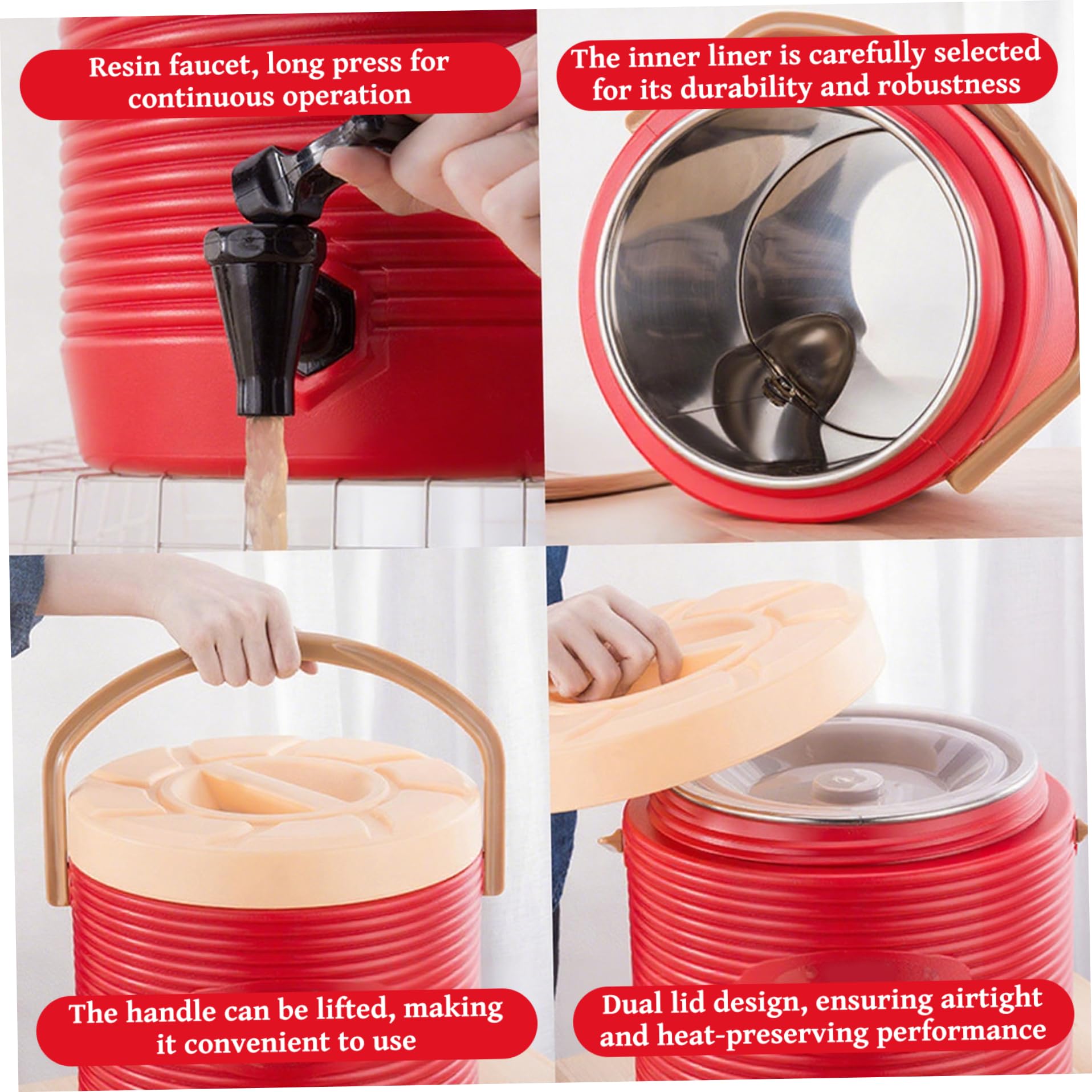 Dispensador de bebidas aislado con grifo Dispensador de bebidas frías y calientes de 2 galones con interior de acero inoxidable Jarra de agua aislada portátil para café, té, chocolate, leche y bebida
