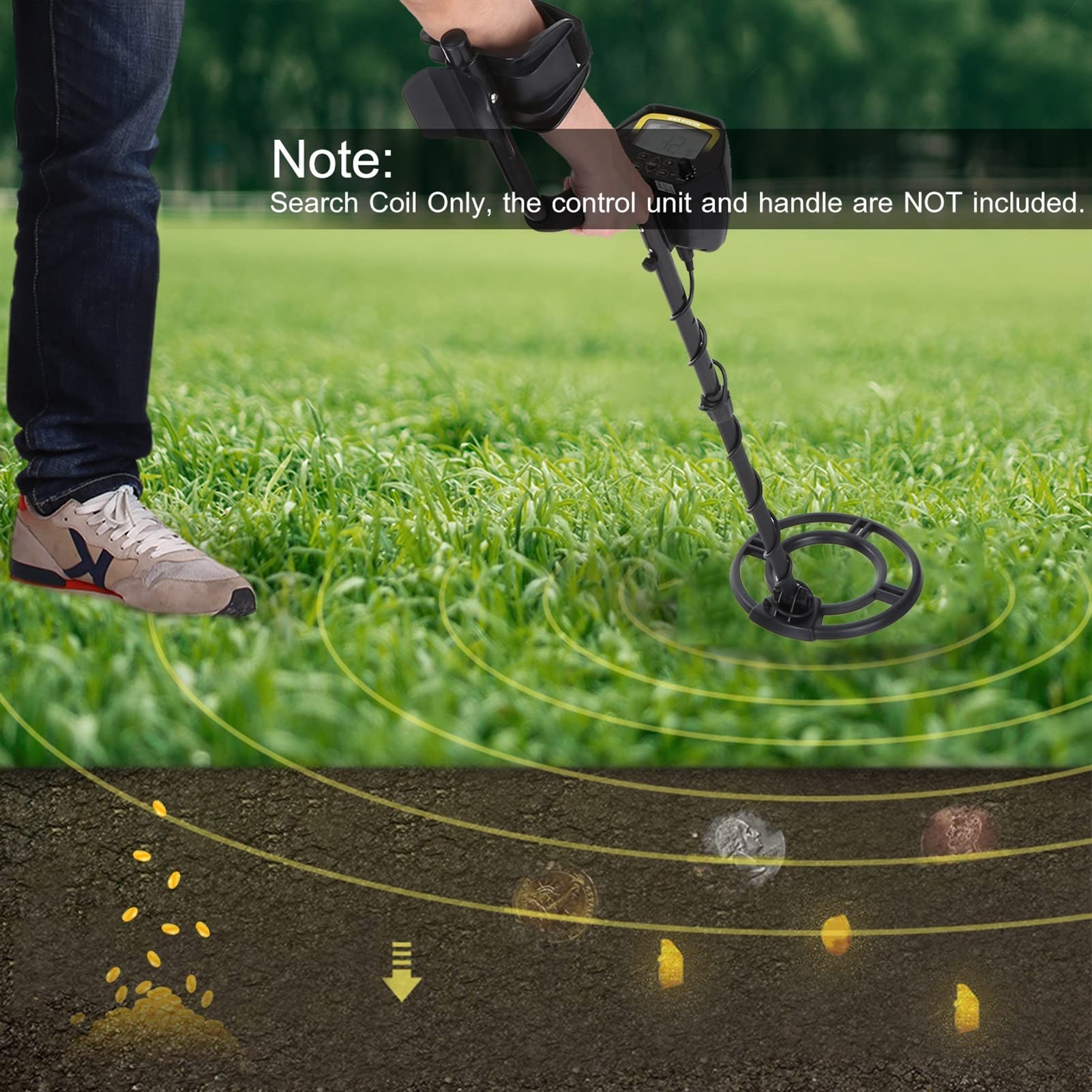 Détecteurs de Métaux, 9,7 Pouces Recherche Bobine étanche Rond Submersible de Bobine Gold Nugget Compatible avec Détecteur métal