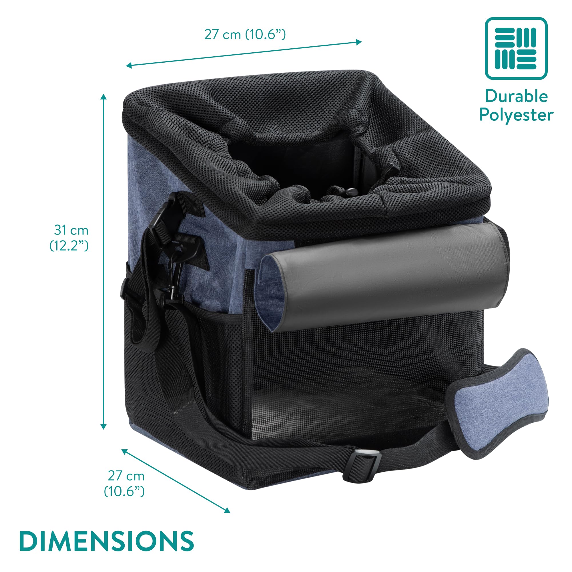 Navaris Bolsa de Perro para Bicicleta - Transportín Multiuso para Mascotas Gatos Perros - Cesta con Asas para Bici Transporte Viaje - Mochila Azul