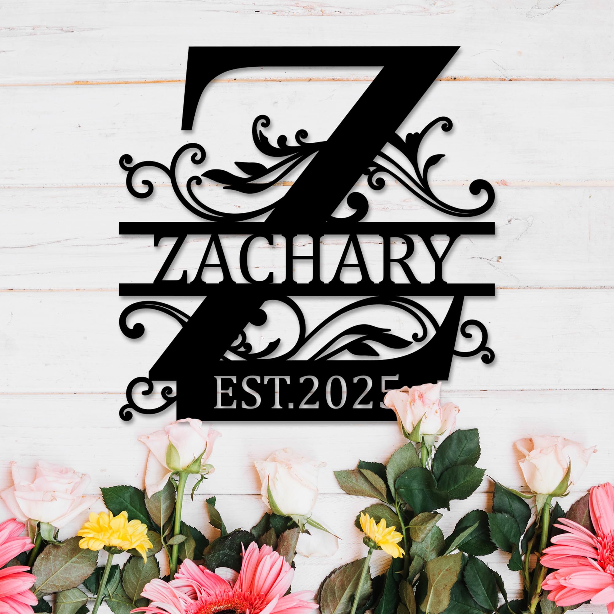 Personalized Metal Name Signs, Split Letter Monogram Wall Decor, Custom Last Name Sign, Family Name Sign for Outdoor, Personalized Wedding Gift, Garden Decor, Metal Wall Art, Housewarming Gift (Design