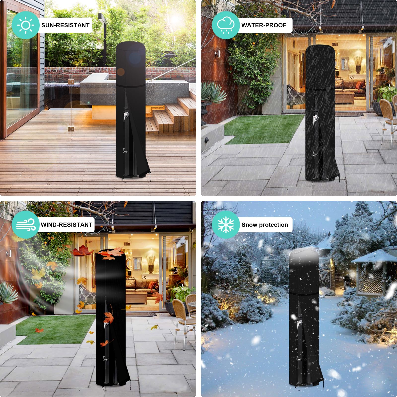 Couverture de Douche Solaire, Couverture de Douche Solaire 600D, Couverture de Douche Solaire résistante à la Pluie, à l'eau et au Soleil pour Jardin - Noir (67 * 220cm)