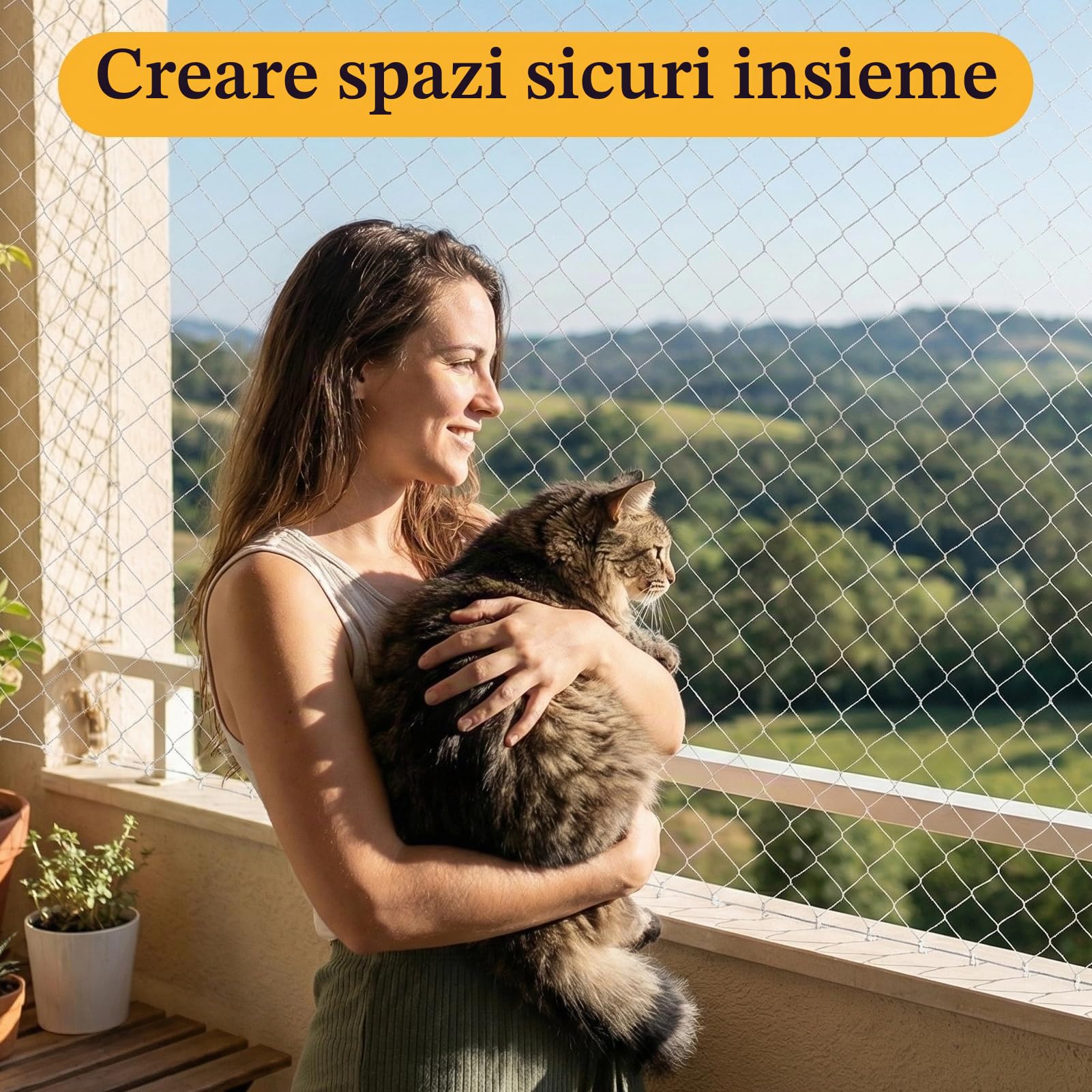 Rete per Gatti, Balcone, Senza Forare, 10 x 3 m, Rete Trasparente per Gatti, Protezione per Uccelli, con Corda Fissa e Accessori, per Balconi, Scale, Terrazze e Finestre (Bianco)