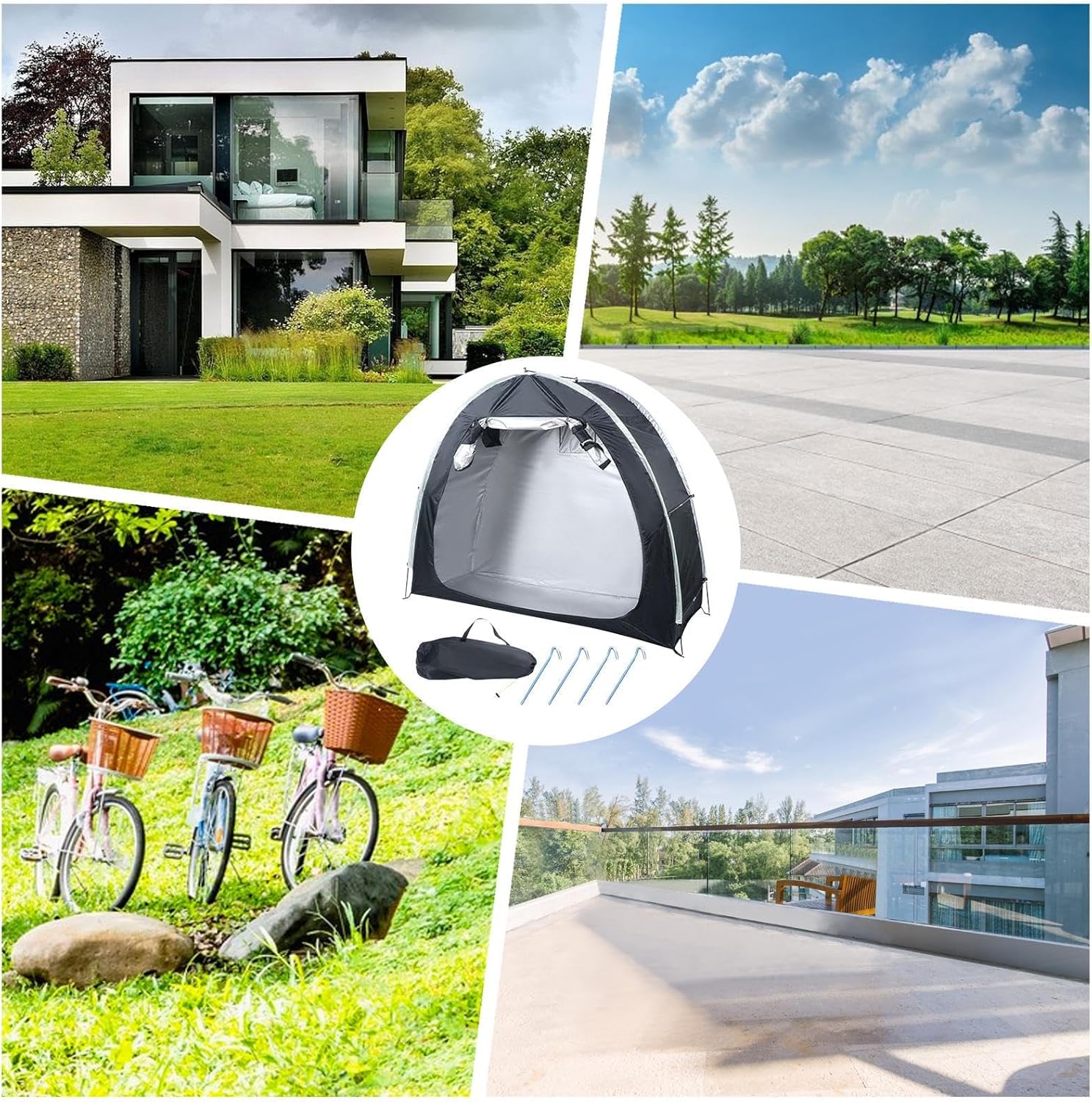サイクリング収納カバー,持ち運び可能 大容量 快適 シェルター | 天候に強い工具収納小屋 | 家族 愛好家 休日 誕生日 芝生 庭