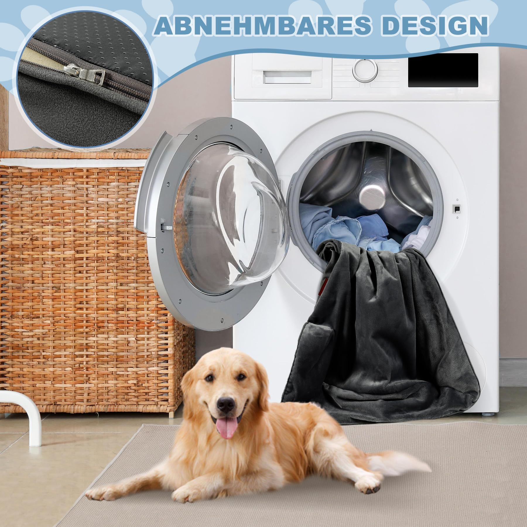 CALIYO Orthopädisches Hundebett für Kleine Hunde – 76×58×16 cm, Hundekissen aus umweltfreundlicher PP-Baumwolle, abnehmbar, waschbar, rutschfestes Hundesofa mit 3 Rändern（Dunkelgrau）