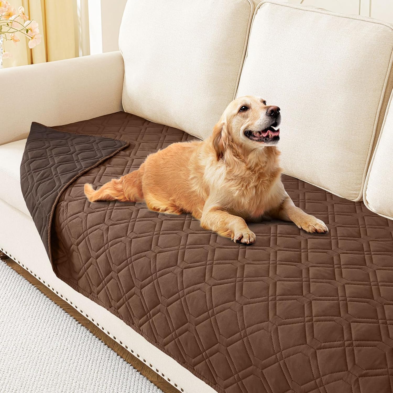 hyha Waterproof Dog Bed Blanket, Soft Pet Blankets, Waterproof Couch Cover for Dogs, Reversible Sofa Covers Washable for Furniture (30x70 Inch, Brown/Chocolate)