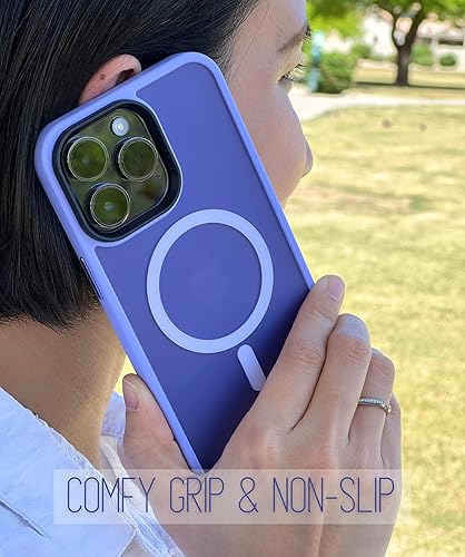 Miniatura 5 de Funda magnética fuerte para iPhone 14 Pro de 6.1 pulgadas, color morado mate compatible con MagSafe, protección contra caídas de grado militar,