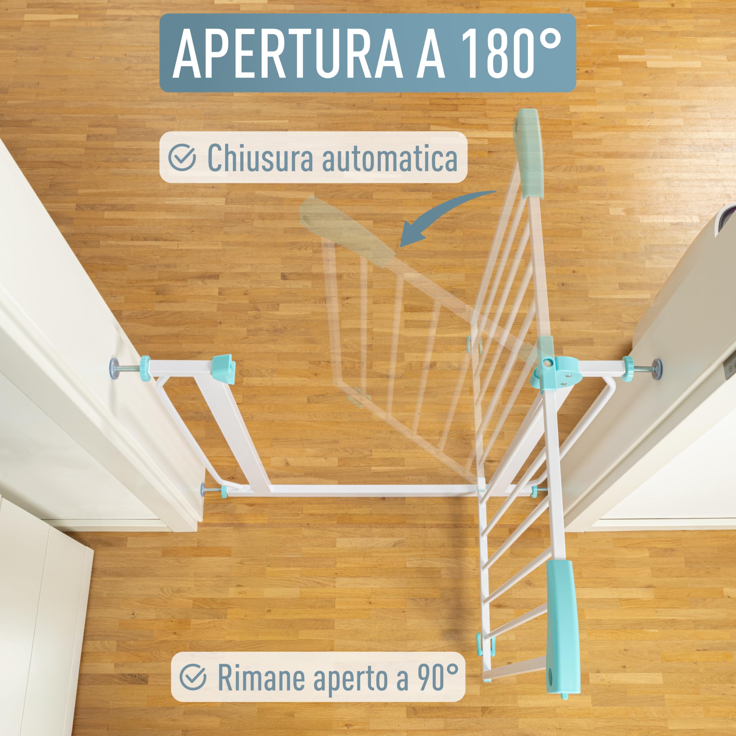 Berrin Cancelletto di Sicurezza per Porte 105-115 cm Metallo Bianco Turchese