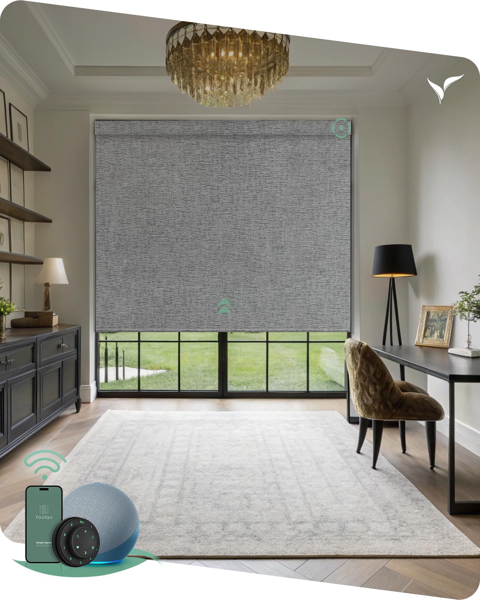 Yoolax Motorized Blinds with Remote, Smart Blinds for Windows Blackout Automatic Shades Compatible with Alexa Remote Control Roller Window Shades with