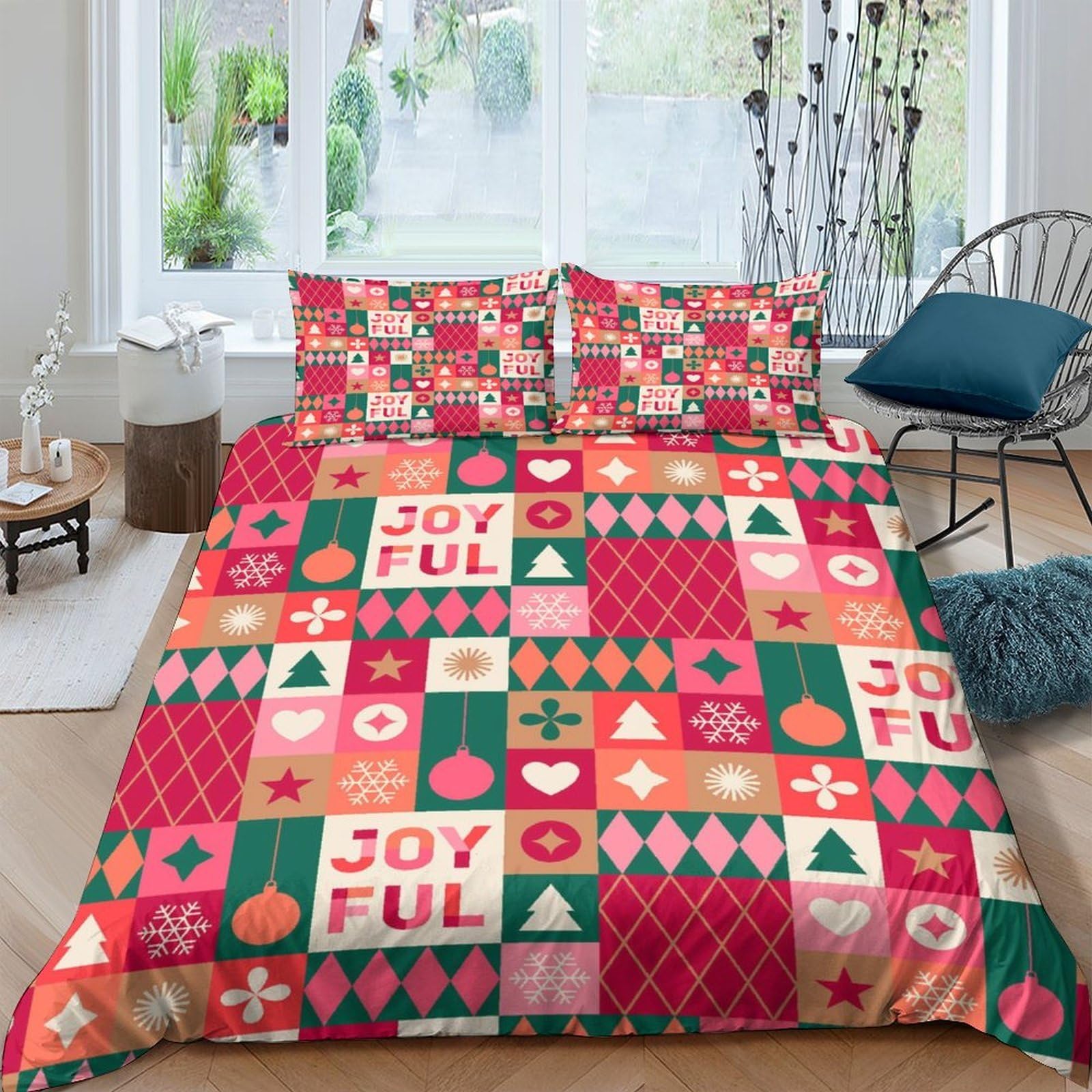 Unrxjzlvm Style-10 Joyful Patchwork Duvet Set Microfiber Student Room Gift