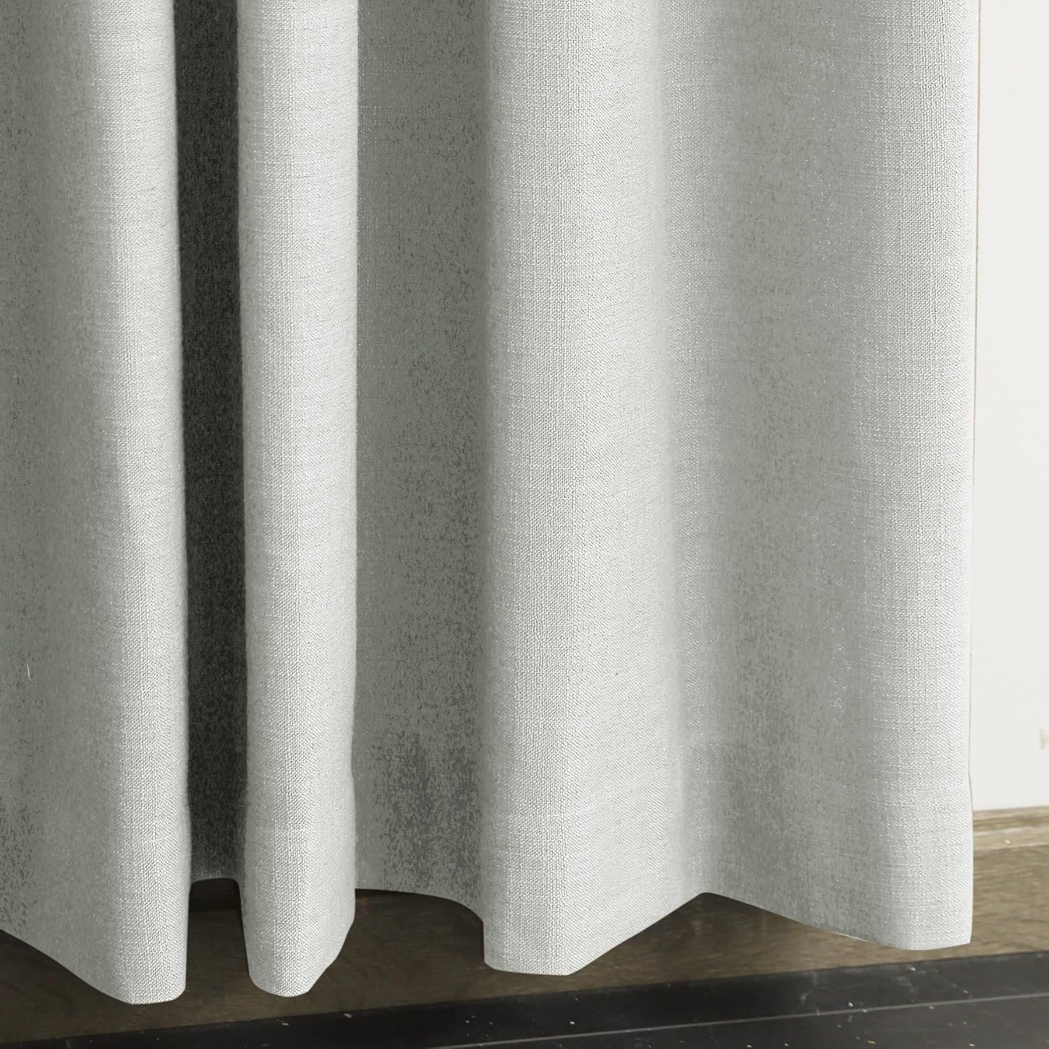 Fcosie Extra Long Linen Curtains for High Ceiling 9, 10, 12, 14, 15, 16, 17, 18, 20, 24 ft Long Room Darkening Grommet Drapes Custom Made Length for 2 Story (2 Panels), 100" W x 132" L, Fog
