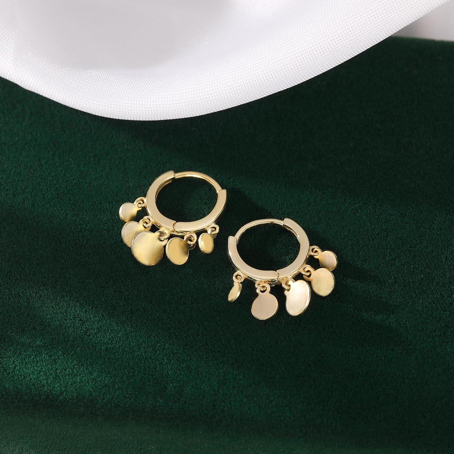 SLUYNZ 925 Sterling Silver Disc Earrings Huggie Hoop for Women Teens Coin Hoop Earrings Cluster Drop Earrings Tassel - Image 4