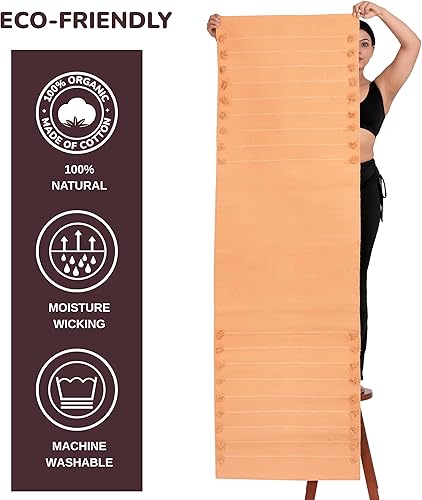 Miniatura 3 de Sivi Tapete de yoga de algodón orgánico a base de hierbas, tapete antideslizante ecológico tejido a mano, grueso y cómodo (0.945 x 2.835 x 0.197 in)