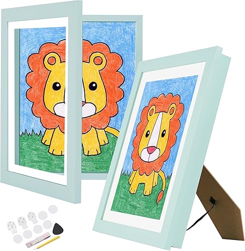 2 marcos de arte para niños, de 8.5 x 11 pulgadas, con apertura frontal, intercambiables, ideales para niños, marcos de almacenamiento, dibujos