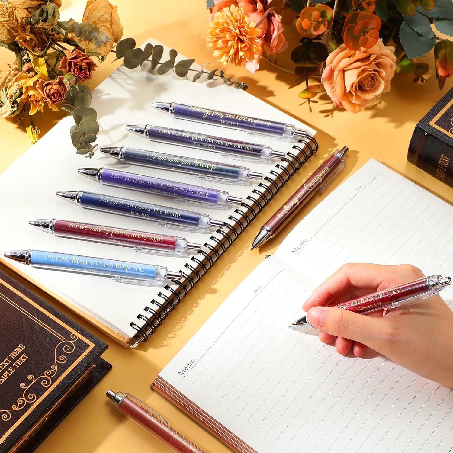 Qeeenar 50 Pcs Bible Verse Pens Christian Gift,Morandi image 5