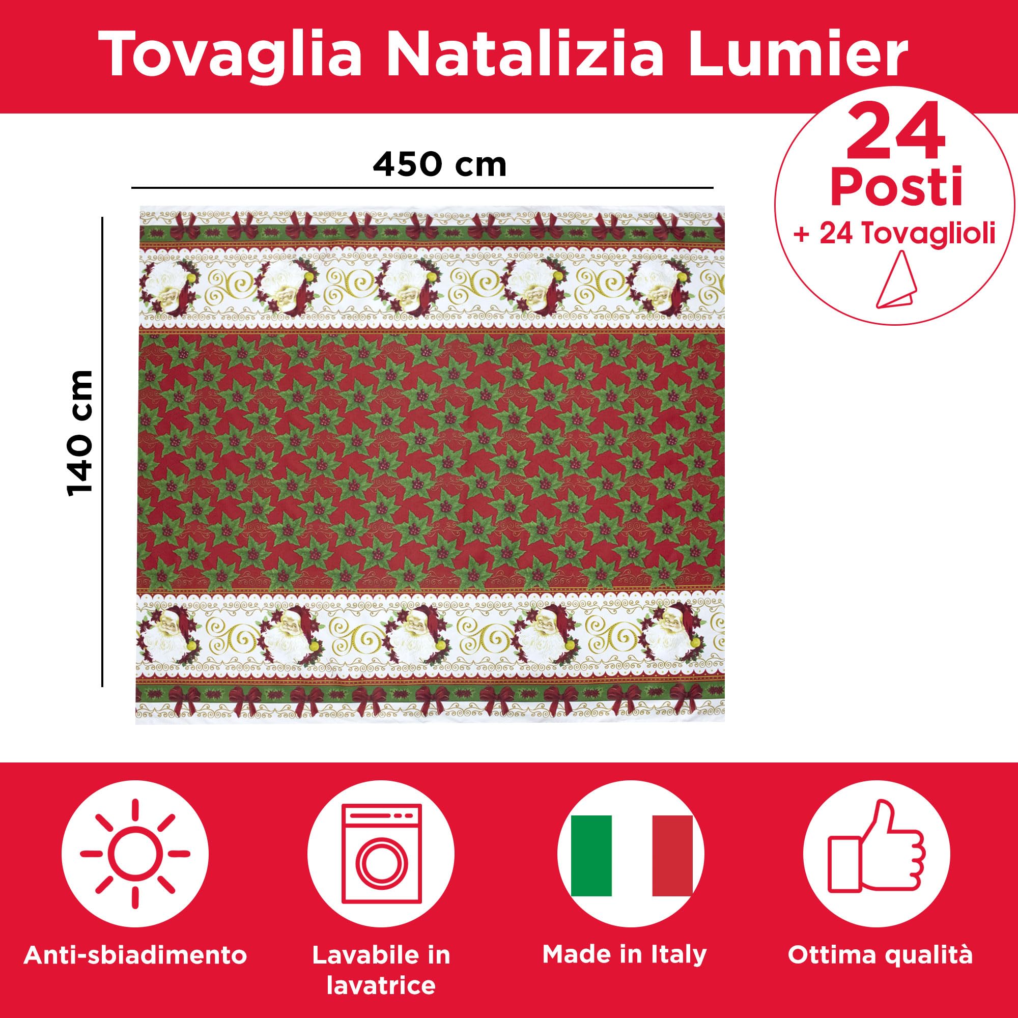 Weihnachtstischdecke Tafelservice + Servietten Weihnachten 24 Plätze 6979