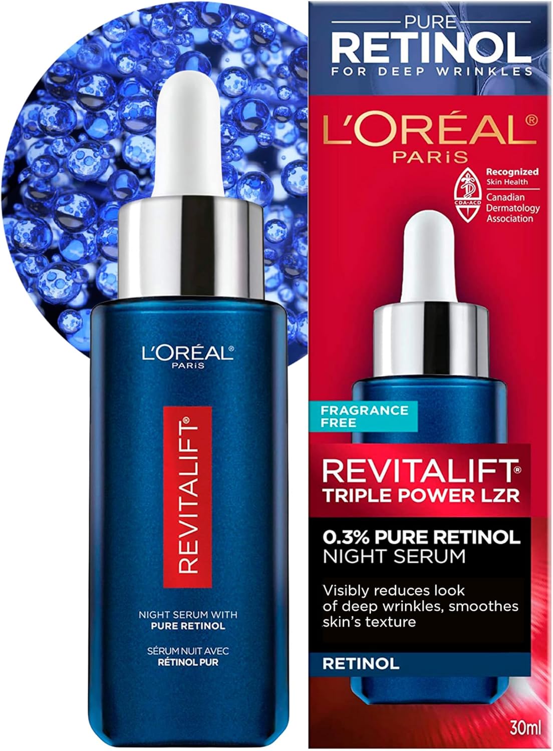 L’Oreal Paris 0.3% Pure Retinol Serum for Face, Night Serum Visibly Reduces the Look of Deep Wrinkles & Smoothes Texture, Revitalift Derm Intensives, 30ml L’Oreal Paris 0.3% Pure Retinol Serum for Face, Night Serum Visibly Reduces the Look of Deep Wrinkles & Smoothes Texture, Revitalift Derm Intensives, 30ml