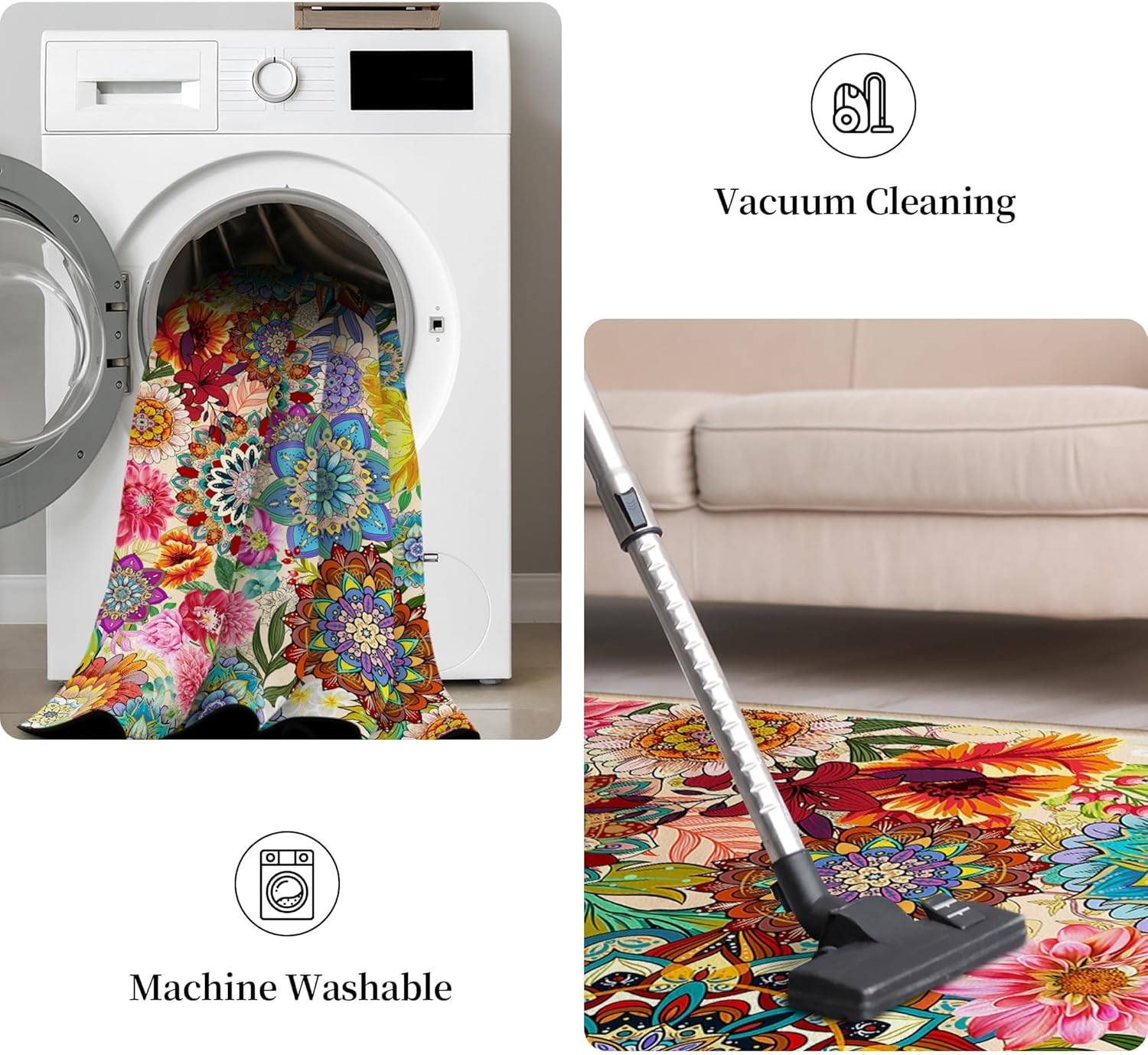 Boho Floral Door Mat 2x3, Colorful Flowers Indoor Entry Rug Non Slip Small Area Rug for Entryway Kitchen Bathroom Front Door Mats Indoor Entrance Washable Doormat Carpet Aesthentic