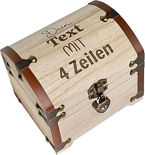 True Statements Personalisierte Schatztruhe mit Wunschname – personalisierte Erinnerungsbox – Geldgeschenk Verpackung Hochzeit – Erinnerungsbox Schatzkiste - Holz, 14,5x11,5x13 cm