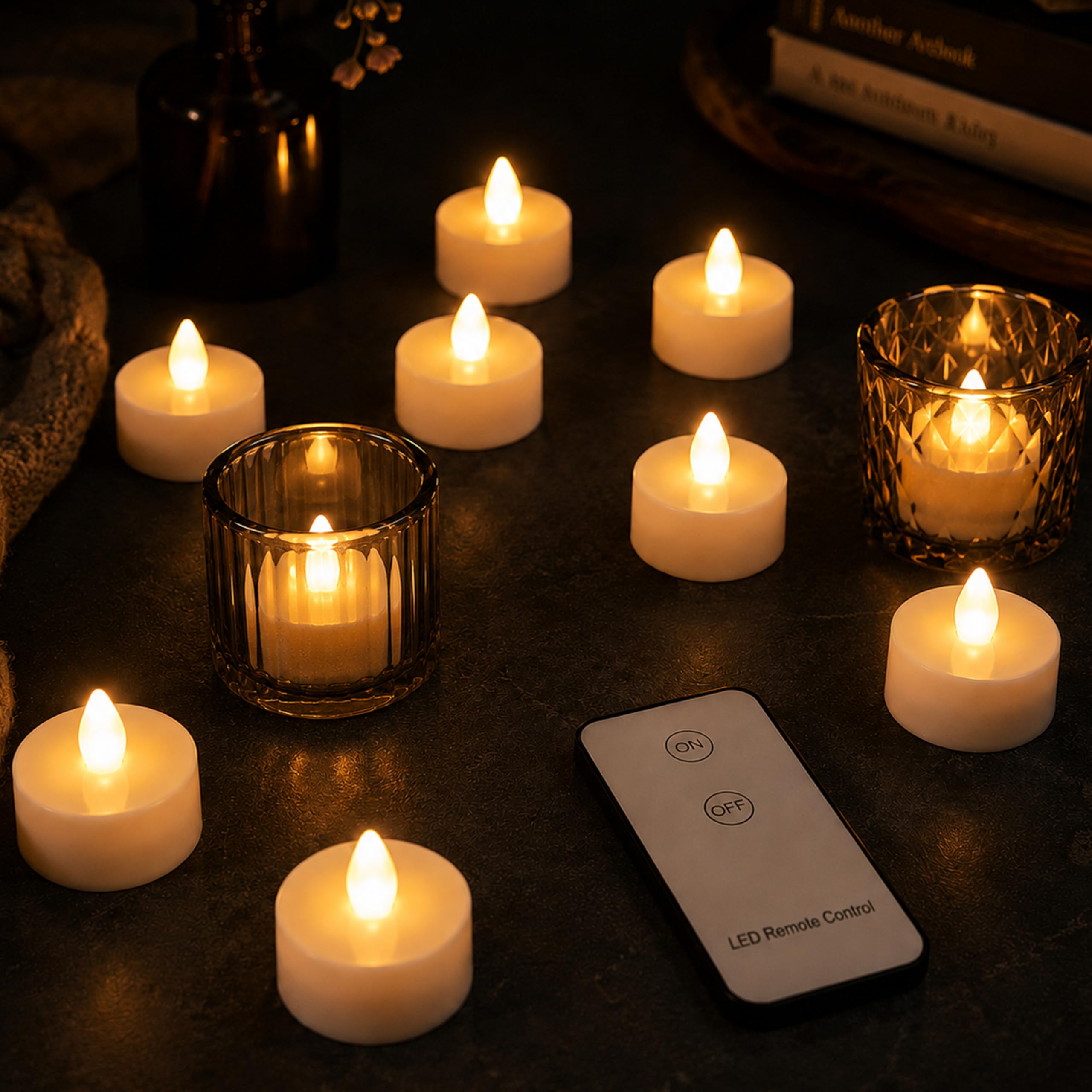 Monzana LED Tea Light Candles, 3.7cm Round, 10 Pcs