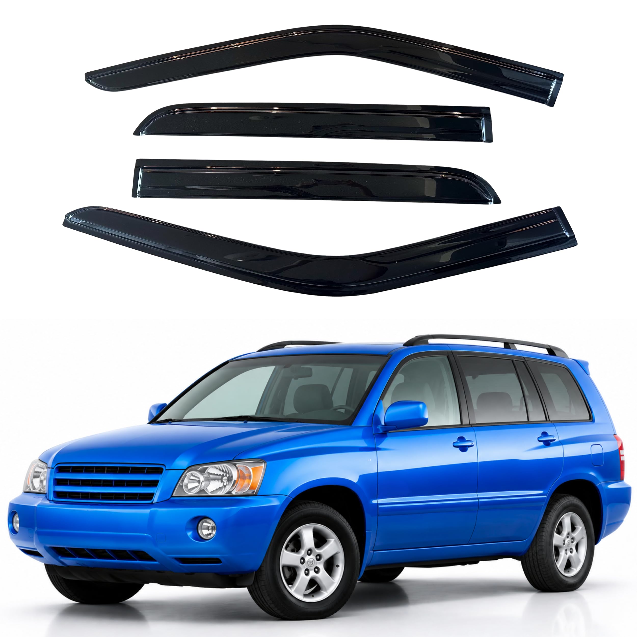 IG Window Visors Fit for 2001-2007 Toyota Highlander, Out-Channel Rain Guards Vent Wind Deflectors 4PC, Car Accessories for 2006-2007 Toyota Highlander Hybrid