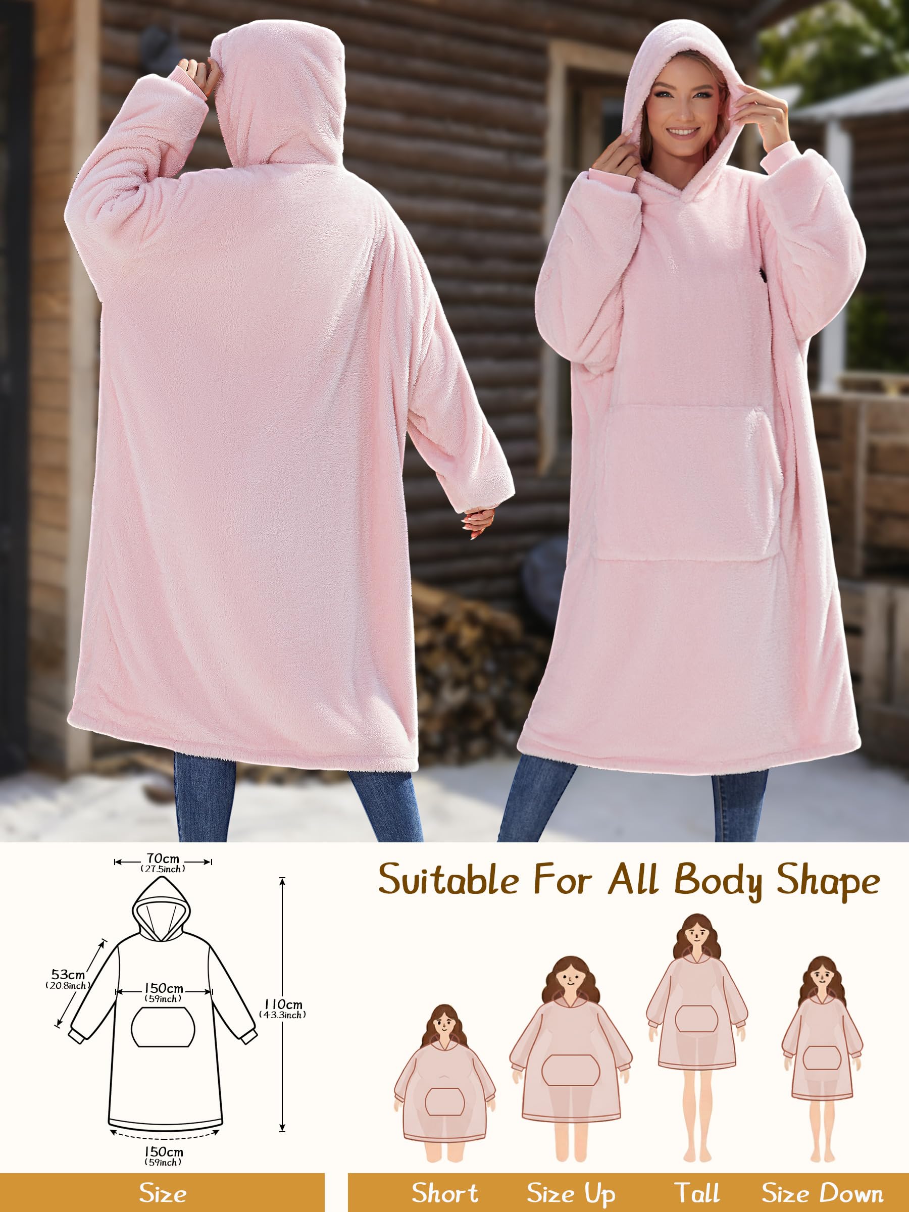 Beheizte Hoodie Decke mit Ärmeln,Heizdecke mit Ärmeln Kabellos mit Akku,10000mAh,Geschenk für Frauen,Tragbare Decke zum Anziehen Erwachsene Kuscheldecke,Weihnachtsgeschenke für Freundin Mütter75*110cm