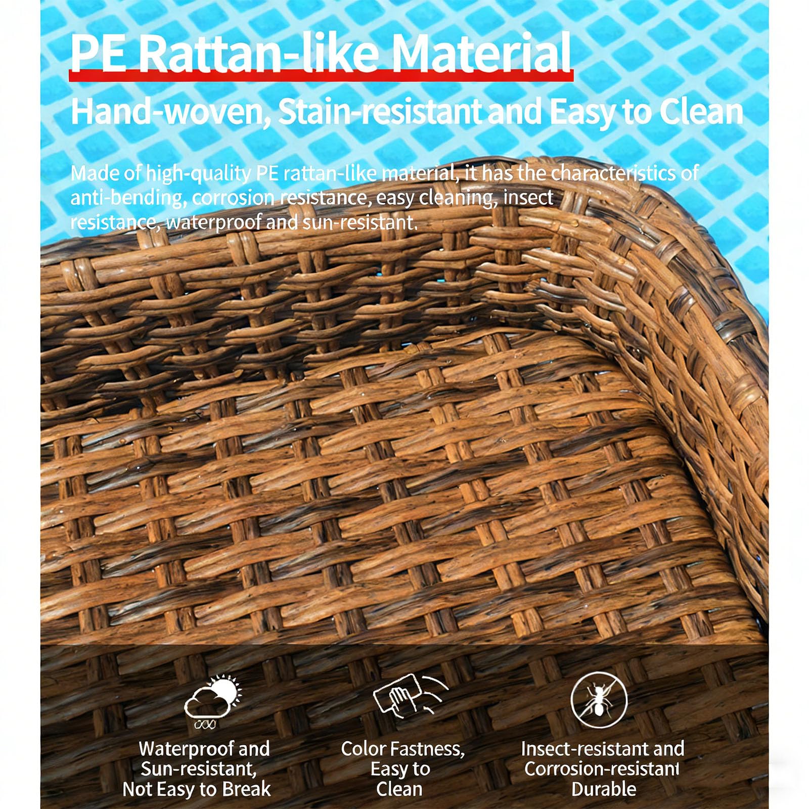 Vassoio Galleggiante in Rattan Con Manico - Struttura in Lega Di Alluminio E Anima in Schiuma Galleggiante | Elegante Tavolino Da Biliardo Per Beach Bar, Spa, Bagni E Feste, 120x60x40 Cm,A