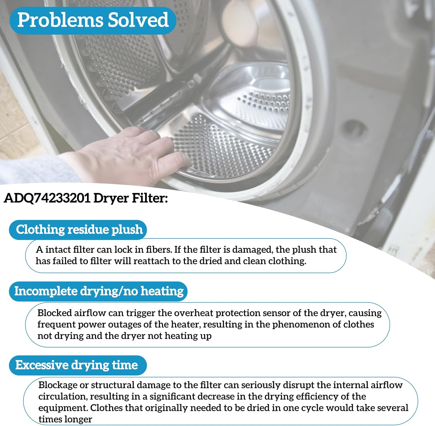 ADQ74233201 Dryer Lint Filter Compatible with LG Dryers DLEX7700VE DLEX7700WE. ADQ74233201 Dryer Filter Assembly Replace 4209272 AP5999539 PS11732672