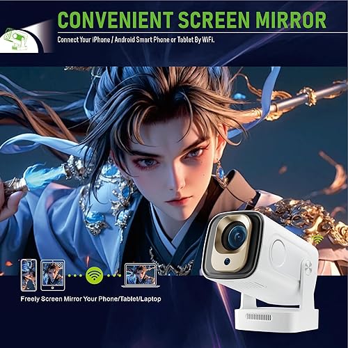 Miniatura 8 de Proyector portátil de enfoque automático, mini proyector con WiFi y Bluetooth nativo 1080P compatible con resolución 4K con BT5.4 WIFI6 300 ANSI