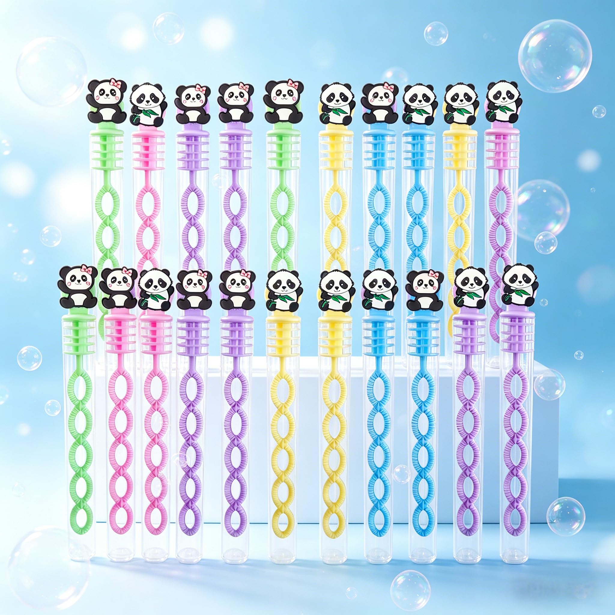 24 Packs Mini Bulk Panda Theme Bubble Wands for School Animal Theme Summer Party Supplies